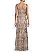 Color:Taupe - Image 2 - Sleeveless Square Neck Sequin Embroidered Gown