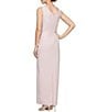 Color:Blush - Image 2 - Sleeveless Surplice V-Neck Beaded Detail Ruched Ruffled Sheath Gown