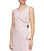 Color:Blush - Image 3 - Sleeveless Surplice V-Neck Beaded Detail Ruched Ruffled Sheath Gown