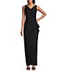 Alex Evenings Sleeveless Surplice V-Neck Beaded Detail Ruched Ruffled Sheath Gown,All Products : American Fashion Style Bags On Sale