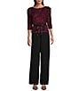 Alex Evenings Soutache Lace Tie Belt Blouse, Color:Wine - Image 3