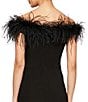 Alex Evenings Stretch Matte Jersey Feather Off-the-Shoulder Cap Sleeve Ruched Front Slit Gown - Image 4