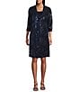 Alex Evenings Stretch Scuba Crepe Sequin 2-Piece Jacket Dress, Color:Navy - Image 1