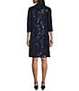 Alex Evenings Stretch Scuba Crepe Sequin 2-Piece Jacket Dress, Color:Navy - Image 2