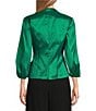 Alex Evenings Stretch Taffeta Collared V-Neck 3/4 Balloon Sleeve Tie Sash Wrap Top, Color:Jade - Image 2