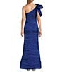 Alex Evenings Stretch Taffeta One Shoulder Bow Long Gown, Color:Royal - Image 2