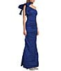 Alex Evenings Stretch Taffeta One Shoulder Bow Long Gown, Color:Royal - Image 3