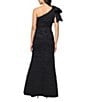 Alex Evenings Stretch Taffeta One Shoulder Bow Long Gown, Color:Black - Image 2