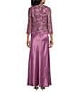 Alex Evenings Stretch Tulle Satin Jacket Dress, Color:Dark Mauve - Image 2