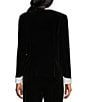 Color:Black/White - Image 2 - Stretch Velvet Satin Shawl Collar Neck Long Cuffed Sleeve 2-Piece Twinset