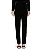 Alex Evenings Stretch Velvet Slim Leg Flat Front Pull-On Pants, Color:Black - Image 1