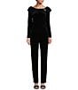Alex Evenings Stretch Velvet Slim Leg Flat Front Pull-On Pants, Color:Black - Image 3