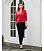 Alex Evenings Stretch Velvet Slim Leg Flat Front Pull-On Pants, Color:Black - Image 4