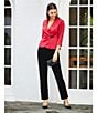 Alex Evenings Stretch Velvet Slim Leg Flat Front Pull-On Pants, Color:Black - Image 5