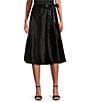 Color:Black - Image 1 - Tea Length Full Skirt Tie Waist Skirt