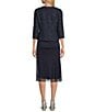 Alex Evenings Textured Stretch Jacquard 2-Piece Jacket Dress Set, Color:Navy - Image 2