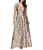 Alex Evenings V Neck Sleeveless Jacquard Long Dress - Image 1