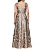 Alex Evenings V Neck Sleeveless Jacquard Long Dress - Image 2