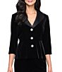Alex Evenings Velvet Collared Neck Button Front Blouse - Image 1