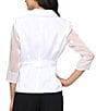 Alex Evenings Yorkyu 3/4 Sleeve Button Front Tie Waist Collared Blouse, Color:Ivory - Image 2