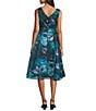 Alex Evenings Yoryu Floral Print Sleeveless A-Line Midi Dress, Color:Black/Emerald - Image 2