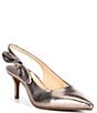 Color:Bronze - Image 1 - Aaileen Bow Embossed Leather Slingback Pumps