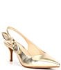 Color:Soft Gold - Image 1 - Aaileen Metallic Leather Slingback Bow Pumps