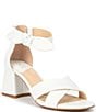 Color:White - Image 1 - Adeline Leather Bow Block Heel Sandals