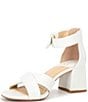 Color:White - Image 4 - Adeline Leather Bow Block Heel Sandals
