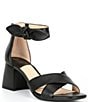 Color:Black - Image 1 - Adeline Leather Bow Block Heel Sandals