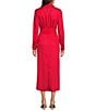 Alex Marie Adriana Long Sleeve Collared Tie Waist Maxi Dress, Color:Rouge - Image 2