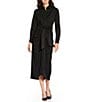 Alex Marie Adriana Long Sleeve Collared Tie Waist Maxi Dress, Color:Black - Image 1