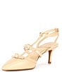 Color:Beached Neutral - Image 4 - Ainsley Leather T-Strap Bow Pumps