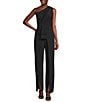 Alex Marie Aliza One Shoulder Wide Leg Crepe Jumpsuit, Color:Black - Image 1