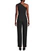 Alex Marie Aliza One Shoulder Wide Leg Crepe Jumpsuit, Color:Black - Image 2