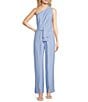 Alex Marie Aliza One Shoulder Wide Leg Crepe Jumpsuit, Color:Cornflower - Image 1