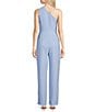 Alex Marie Aliza One Shoulder Wide Leg Crepe Jumpsuit, Color:Cornflower - Image 2