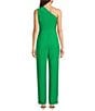 Alex Marie Aliza One Shoulder Wide Leg Crepe Jumpsuit, Color:Bright Green - Image 2