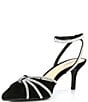 Color:Black - Image 4 - Allie Suede Rhinestone Knot Dress Pumps