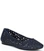 Color:Seaport Navy - Image 1 - Altana Suede Laser-Cut Rhinestone Flats