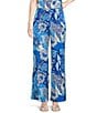 Color:Blue Floral - Image 1 - Amara Full Length Flat Front Coordinating Pants