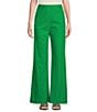 Color:Emerald - Image 1 - Amara Stretch Linen Blend Flat Front Coordinating Full Length Pants