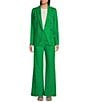 Color:Emerald - Image 3 - Amara Stretch Linen Blend Flat Front Coordinating Full Length Pants
