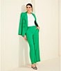 Color:Emerald - Image 5 - Amara Stretch Linen Blend Flat Front Coordinating Full Length Pants