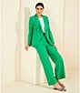 Color:Emerald - Image 6 - Amara Stretch Linen Blend Flat Front Coordinating Full Length Pants