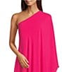 Alex Marie Angela Satin One Shoulder Neck One Sleeve Shift Gown, Color:Fucshia - Image 3