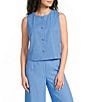 Alex Marie Annie Jewel Neckline Sleeveless Stretch Linen Coordinating Blouse - Image 1