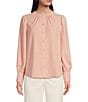 Color:Rosado - Image 1 - Bianca Banded Collar Button Front Blouse