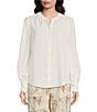 Color:White - Image 1 - Bianca Banded Collar Button Front Blouse