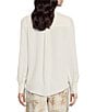 Color:White - Image 2 - Bianca Banded Collar Button Front Blouse